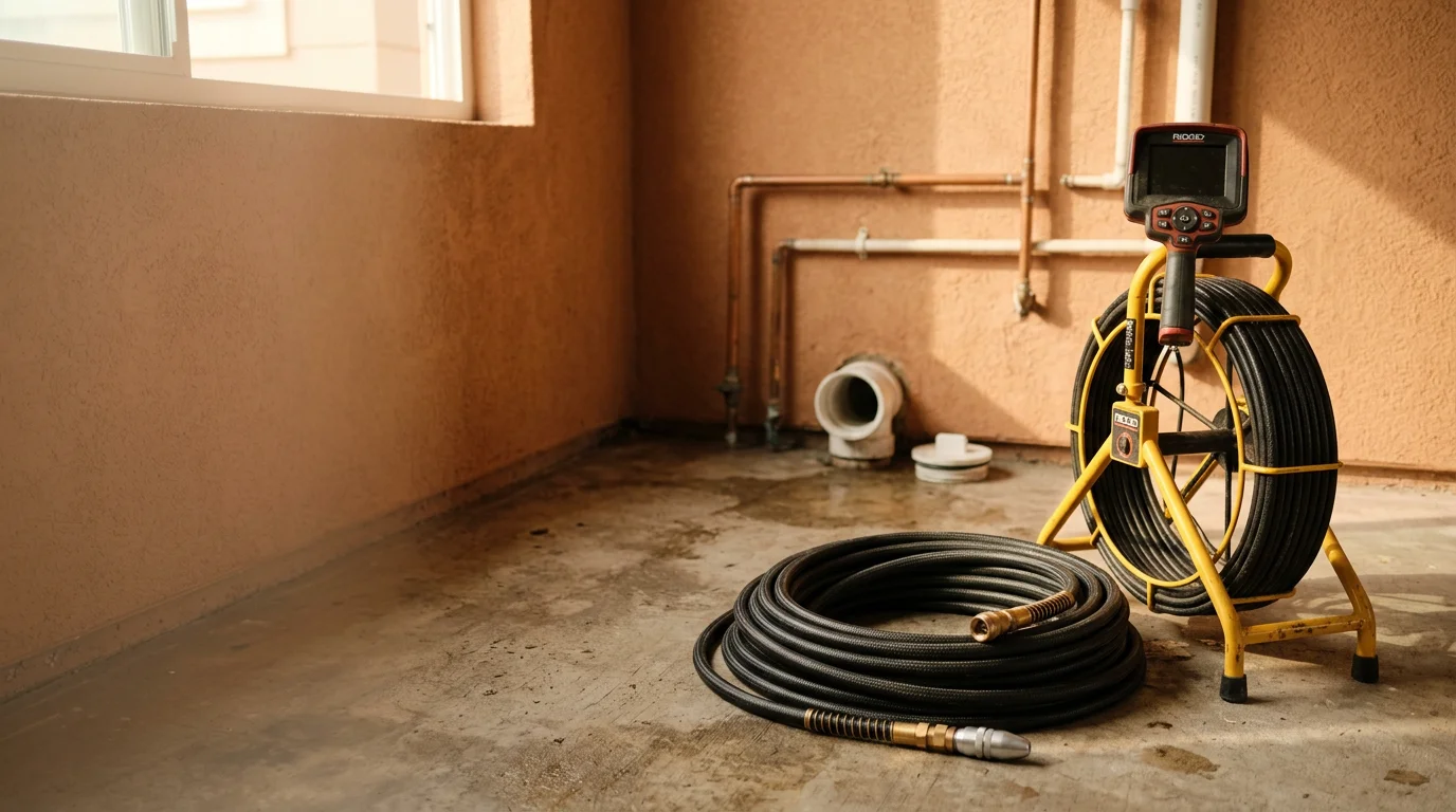 Drain cleaning equipment and video inspection camera used for San Diego sewer diagnostics